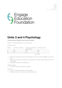 Units 3 and 4 Psychology - Practice Exam