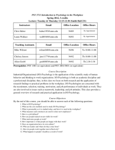 PSY 3711 Introduction to Psychology in the Workplace Spring 2014