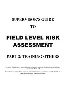 field level risk assessment - Construction Owners Association of