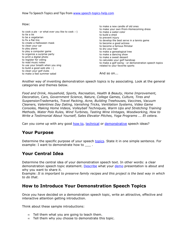 how to write demonstration speech