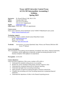 ACCK 303 110 Intermediate Accounting I