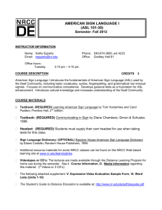 american sign language i (asl 101-30)