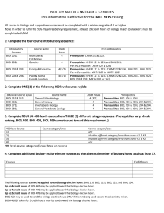 UNM Biology B.S. Requirements