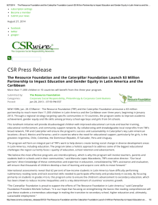 CSR Press Release - The Resource Foundation