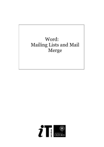 Word: Mailing Lists and Mail Merge