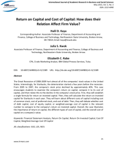 Return on Capital and Cost of Capital: How does their Relation