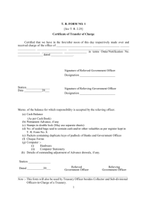 1 T. R. FORM NO. 1 [See T. R. 2.25] Certificate of Transfer of Charge