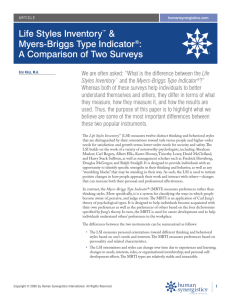 Life Styles Inventory™ & Myers-Briggs Type Indicator