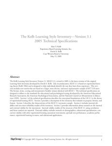 The Kolb Learning Style Inventory—Version 3.1 2005 Technical
