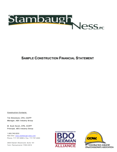 SAMPLE CONSTRUCTION FINANCIAL STATEMENT