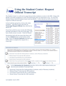 Using the Student Center: Request Official Transcript