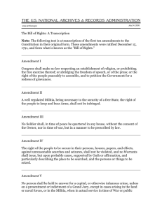 The Bill of Rights: A Transcription Note: The following text is a