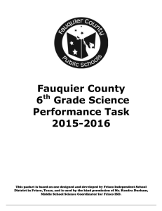 FCPS Sixth Grade Performance Task