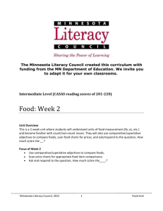 Food Unit - Minnesota Literacy Council