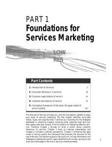 Foundations for Services Marketing Part Contents