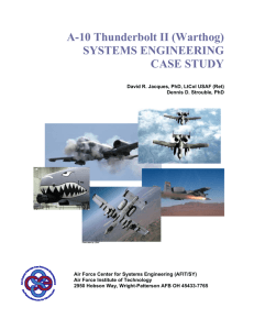 A-10 Thunderbolt II (Warthog) SYSTEMS ENGINEERING CASE