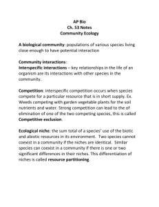 AP Bio Ch. 53 Notes Community Ecology A biological community