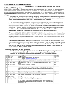 IB/AP Biology Summer Assignment Please Read EVERYTHING