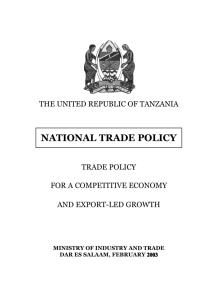 national trade policy - Tanzania Online Gateway