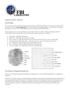 Fingerprint Analysis - The Basics Friction Ridges Every person has