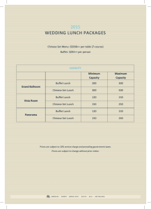 20 15 WEDDING LUNCH PACKAGES