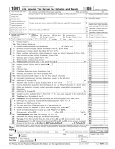 Form 1041 US Income Tax Return for Estates and