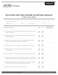 2014 estate and trust income tax return checklist (form 1041