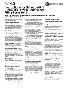 Instructions for Schedule K-1 (Form 1041) for a Beneficiary Filing