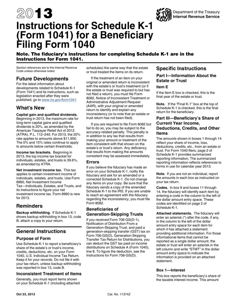 Irs Form 1041 Schedule K1 Instructions  Armando Friend's Template