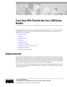 Cisco Easy VPN Client for the Cisco 1700 Series Routers