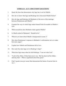 a copy of the Othello Act one questions