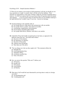 Psychology 2C03 – Sample Questions Midterm 1 ***This is by no
