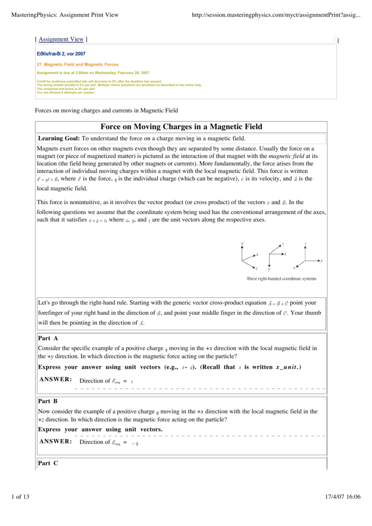 masteringphysics assignment print view