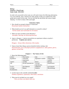 Biology - Semester 1 Study Guide 2012