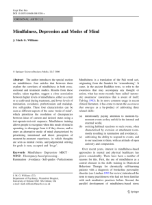 Mindfulness, Depression and Modes of Mind