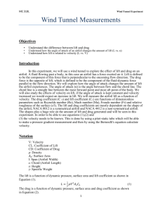 Wind Tunnel Lift and Drag Experiments