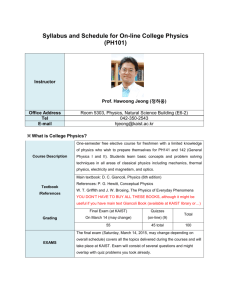 Syllabus and Schedule for On-line College Physics - CYBER