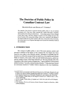The Doctrine of Public Policy in Canadian Contract Law