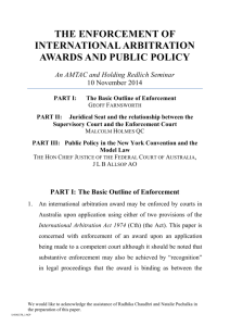 the enforcement of international arbitration awards and public policy