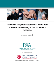 Selected Caregiver Assessment Measures: A Resource Inventory for