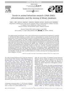 Trends in animal behaviour research