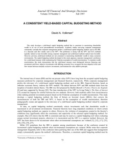 a consistent yield-based capital budgeting method