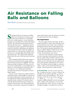 Air Resistance on Falling Balls and Balloons