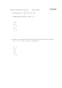 Math 101, Final Exam, Term 133 Page 1 of 14 MASTER 1. The