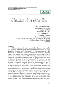 Solvatochromic effect of Methylene Blue in different solvents with