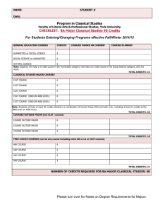 BA Major Classics - Classical Studies