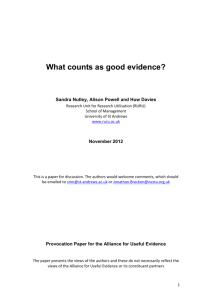 Alliance for Useful Evidence: Briefing paper on what counts