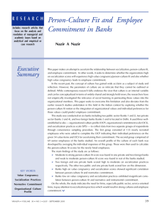 Person-Culture Fit and Employee Commitment in Banks