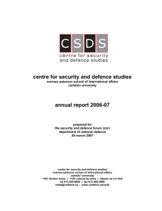 centre for security and defence studies annual report 2006-07