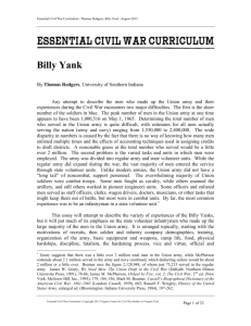 Billy Yank Essay - The Essential Civil War Curriculum